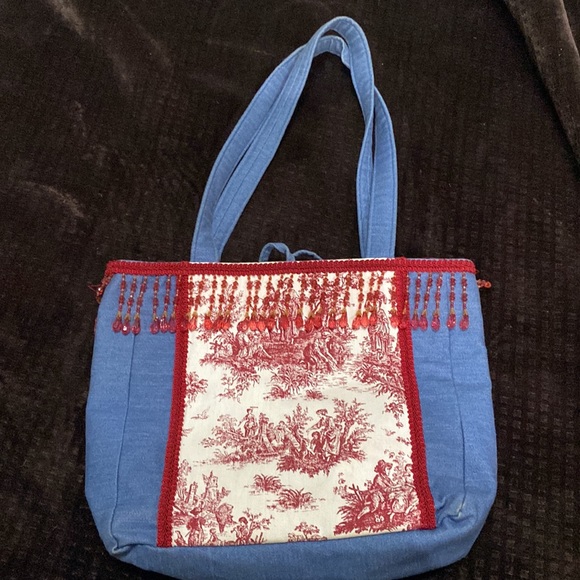Tote Bag/Denim and Toile Handmade - Picture 2 of 5